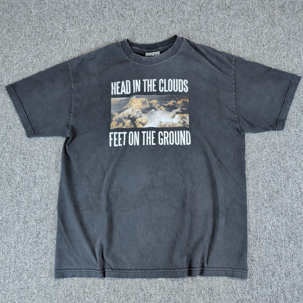 The‎ Hundreds Y2K Faded Graphic T-Shirt Mens XL Black Cotton Head In The Clouds